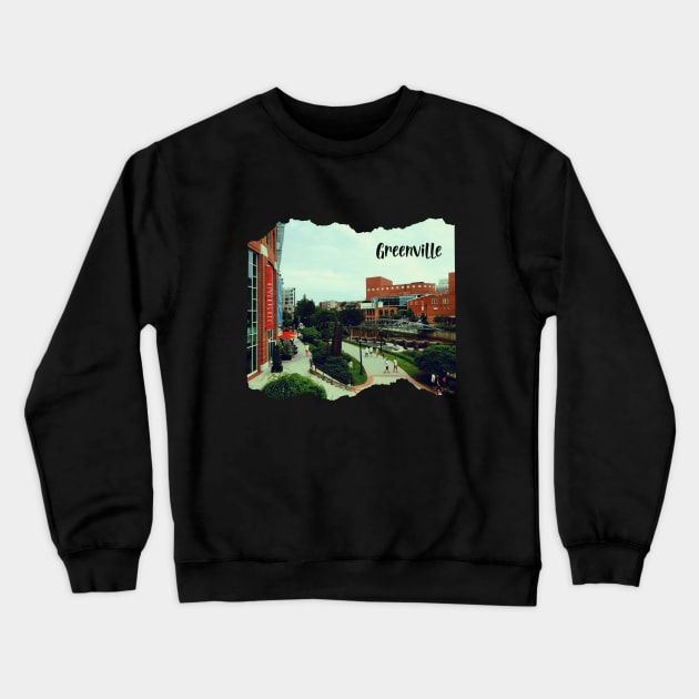 Photo of Greenville South Carolina skyline blue sky sunset USA city break Crewneck Sweatshirt by BoogieCreates